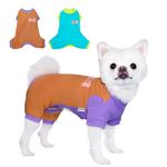 TONY HOBY Dog Pajamas, 4 Legged Dog Jumpsuit Pajamas, Fashion Clashing Color Pet Clothes for Small Medium Dog (Blue+Brown, L)