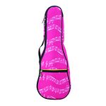 Musical Note Pattern Concert Ukulele Bag,Case,23Inch 600D Waterproof Oxford Ukulele bags Cases Single Shoulder Backpack with Adjustable Straps (Pink)