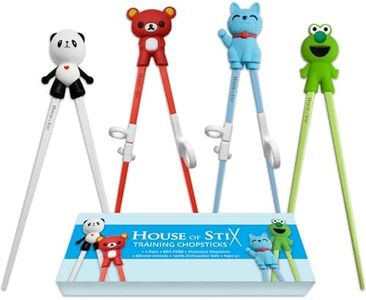 House of Stix Training Chopsticks for Kids Adults and Beginners - 4 Pairs Chopstick Set with Attachable Learning Chopstick Helper - Right or Left Handed