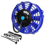 DNA MOTORING 7" High Performace Electric Cooling Slim Radiator Fan w/Mounting Kit (Blue)