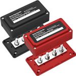 AMOMD 2 PCS 300A Bus Bar Box Heavy Duty Module Design Battery Power Distribution Junction Terminal Block with 4X M8(5/16") Terminal Studs Marine Ground DC12 24 48V（Red & Black）