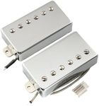 Musiclily Pro Alnico 5 LP Guitar Covered Humbucker Pickups Neck Bridge Pickups Set 7.8K/8.8K for Les Paul SG Style Electric Guitar, Chrome