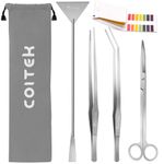 Aquarium Aquascape Tools Kits, CoiTek 4 in 1 Anti-Rust Aquatic Plant Aquascaping Tool Stainless Steel Silver Tweezers Scissors Spatula for Aquarium Tank Clean Fish Tank Silver Aquascape Tools Sets