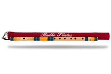 Radhe Flutes | Right Handed C Sharp With Velvet Cover | Tuned With Tanpura A=440Hz | PVC Fiber (Beige Flute With Dark Green & Orange)