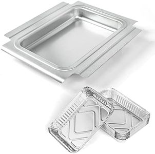 Uniflasy 80346 Catch Pan for Weber Q100 Q1000 Q120 Q140 Q1200 Series Drip Tray for Weber Baby Q Gas Grill with 6415 15pack Aluminum Liner Replacement for Weber 41887