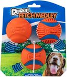 Chuckit! Fetch Medley Gen 3 Medium Dog Balls - Durable Rubber Dog Toy, Lightweight Exercise Fetch Ball, Compatible with Launcher, Medium, 6.5 cm (Pack of 3)