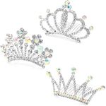 ADORNISH 2Pieces Silver Tiaras Crown with Hair Comb Mini Tiaras Crown for Women Princess Crystal Shiny Tiaras Headbands for Women Hair Accessories for Women(ASSORTED)