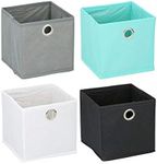 Invero Set of 4 Foldable Fabric Cube Storage Toy Box Organiser Basket Containers with Handles - Ideal for Kids Playrooms, Bedrooms, Home, Offices and more (30 x 30 x 30cm)