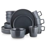 Stone Lain Coupe Dinnerware Set, Service for 4, Gray Matte