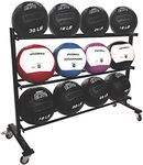 Champion Sports Three Tier Medicine Ball Storage Rack with Swivel Caster Wheels