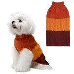 EXPAWLORER Dog Sweater - Large Dog Fall Sweaters for Dogs Girls Boys,Classic Turtleneck Knitwear Dog Clothes for Cold Weather, Cable Knit Dog Outfit,Coat,Pet Apparel(Orange,XL)