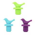 KARP Little Bird Stopper Colorful Reusable Silicone Wine Bottle Stopper, Decorate Wine Outlet Cap, Cute Wine Toppers for Preserver (Assorted Color- 3 Nos)