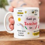 Visibee Thank You Teacher Mug, Best Teacher Gift, Gift for Mentor, Gift for School Teacher by Students Ceramic 325ml Coffee Mug FPM714