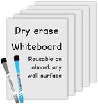 MVISUAL Self-Stick Dry Erase Sheets for Wall, Dry Erase White Board 9 x 12 Inch 5 Pack and 2 Marker, Dry Erase Whiteboards Restickable on Almost Any Wall surfacee