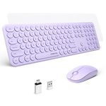 XTREMTEC 2.4G Full Size Wireless Keyboard and Mouse Combo - Ultra Slim Silent Cute Keyboard with USB Receiver for Windows, OS, PC, Desktop, Mac, Tablet US Layout(Lavender Purple)