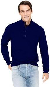 State Cashmere Button Up Mock Neck Sweater - Long Sleeve Pullover for Men Made with 100% Pure Cashmere Sourced from Inner Mongolia Goats - Soft, Lightweight & Versatile - (Navy, Medium)