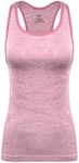 DISBEST Yoga Tank Top, Women's Performance Stretchy Quick Dry Sports Workout Running Top Vest with Removable Pads - Pink - X-Large