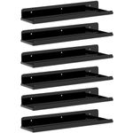 Lifewit Floating Shelves for Wall, 6 Pack Black Plastic Shelf 38.1cm Room Decor for Bookcase/Vinyl Record Display/Photo/Picture in Bedroom, Living Room, Bathroom, Kitchen Storage and Organization