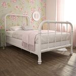 DHP Jenny Lind Metal Bed Frame in White with Elegant Scroll Headboard and Footboard, Twin size