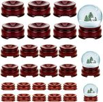 Taiyin 24 Pcs 3 Size Sphere Stands for Display Crystal, Crystal Display Stand Base Crystal Holder Wood Egg Ball Crystal Stand Stone Rock Display for Home Decor Gemstone, Dark Red, 1.2/ 1.4/ 1.6 Inch