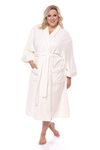 Women's Luxury Terry Cloth Bathrobe - Bamboo Viscose Robe by Texere (Ecovaganza, Natural White, 2X/3X) Popular Comfortable Sleepwear Robe for Ladies WB0101-NWH-2X3X