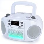 hPlay GC09 Kids Boombox, Top Loading CD Player, Bluetooth connectivity for Smartphones, Effortless AUX, USB, Radio and MP3 connectivity, Sing Along Function (Microphone not Included)- White