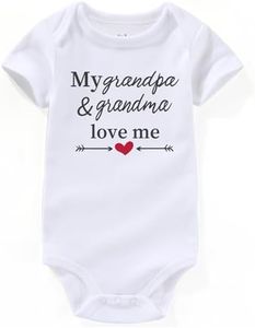 AIZFFZY My Grandpa Grandma Loves Me Baby Clothes I Love Grandma Baby Clothes Grandma Gifts Baby Bodysuits Gifts, Grandpa&grandma White, 9-12 Months