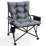 EVER ADVANCED Camping Chair for Adults Oversized 230KG, 6cm Padded Folding Chair for Heavy People with Side Pocket, Heavy Duty Extra Wide with Hard Armrest Foldable Garden Fishing Outdoor Fold up