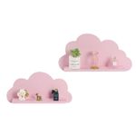 Set of 2 Cloud Shaped Floating Wall Shelf Decorative Bedroom Nursery Display Unit Child's Cloud Shelves Children’s Nursery Floating Shelf Child's Bedroom Themed Boy/Girl (Pink)