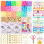 Jelly Color Clay Beads Kit, Funtopia Friendship Bracelet Making Kit with Letter Beads, Gold Spacer Beads, Smile Face Beads, Flat Heishi Beads for Jewelry Making, DIY Jewellery for Girls Women