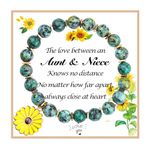 Aunt Gifts from Niece Best Aunt Ever Gifts Bracelet, Birthday Gifts for Aunt Mothers Day Gift, Natural Stone Bracelet with Sunflower Charm Gift for Women Teen Girls