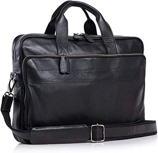 Leather briefcase 18 Inch Laptop Messenger Bags for Men and Women Best Office briefcase Satchel Bag (Black)