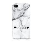 PERSONALISED LOVE HEARTS MARBLE NAME MOBILE PHONE CASE FOR APPLE IPHONE 4 4S