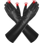 Harssidanzar Women's Opera Elbow Long Leather Gloves Winter Touchscreen Dress Party Gloves Vintage Driving Gloves GL014CA,Black,Size XS