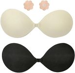 ENEChuoLi Strapless Bra Backless Adhesive Silicone Stick-on Seamless Push-up Invisible Bra for Low Back Dresses, Wedding Gowns, Prom, Formal Events