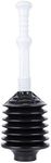 JS Jackson Supplies Professional Bellows Accordion Toilet Plunger, High Pressure Plunge Removes Heavy Duty Clogs from Bathroom Toilets, All Purpose Power Plunger, White & Black