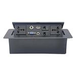 Table Connection Box Hidden Pop Up Outlet with Power Outlets, Audio, Hd Multimedia Ports for Conference Room Countertop