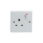 eMarkooz Single Switched Socket Wall 1 Gang Plug Electric 13 Amp White BS1363 Conforms