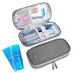 SUNMON Insulin Cooler Travel Case - Handy Diabetes Travel Case for Insulin Pen, Portable Medicine Cooler for Travel with 2 Ice Pack (Grey)