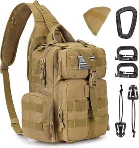 G4Free Tactical EDC Sling Bag Backpack with Adjustable Holster Military Shoulder Backpack for Men （Tan）