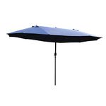 Outsunny 15ft Double-sided Patio Umbrella with Twin Canopy, Extra Large Outdoor Parasol with Crank for Pool, Deck, Market, Blue