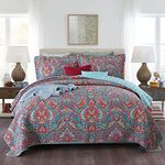 Qucover Bedspreads Queen Size, 3-Piece Paisley Quilt Queen, Soft Cotton Microfiber Queen Quilt Bedding Set with 2 Pillowcase, Lightweight Summer Quilt for Queen Beds, 90x98 Inch