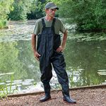 DNA Leisure Mens PVC Black Chest Waders and Boots Flood Work Carp Fly Fishing Size 7 8 9 10 11 12 (Size 44 UK Size 10)