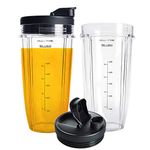 Nutri Ninja 24OZ Replacement Parts,QT 2Pack Nutri Ninja Replacement Cups with Sip & Seal Lids,710ML(24oz) Measuring Scale Cup Mug, FIT for Nutri Ninja Auto IQ Series Blenders