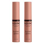 NYX Professional Make Up Butter Gloss, Non-Sticky Lip Gloss, Madeleine, Duo Pack