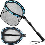 Floating Fishing Net Folding Landing Net with Foam Padding, Rubber Coated Mesh Net, Freshwater& Saltwater Easy Catch & Release for Bass, Walleye, Small Redfish, Speckled Trout, Kayak, Canoe etc.