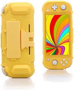 ECHZOVE TPU Case for Nintendo Switch lite, Protective Case for Nintendo Switch lite with Game Card Storage and Kickstand - Yellow