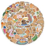 Cute Capybara Stickers - 50 Pcs, Brown Vinyl Decals, Waterproof Sticker Pack for Water Bottles, Laptops, Phones, Scrapbooks, Hydro Flasks, Book