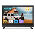 ZOSHING TV 22 inch HD 1080P Screen, Small Television with Freeview Receiver, 12 volt TV Built Digital T2 Tuner,USB, HDMI/RCA/VGA inputs,Suitable for Bedroom Caravan