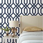 RoomMates RMK12015WP Navy and White Gazebo Lattice Peel and Stick Wallpaper